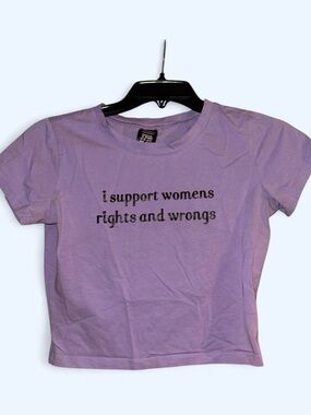 Lavender Graphic Crop Tee - I Support Womens Rights and Wrongs